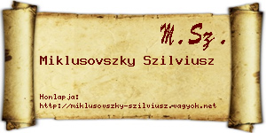 Miklusovszky Szilviusz névjegykártya